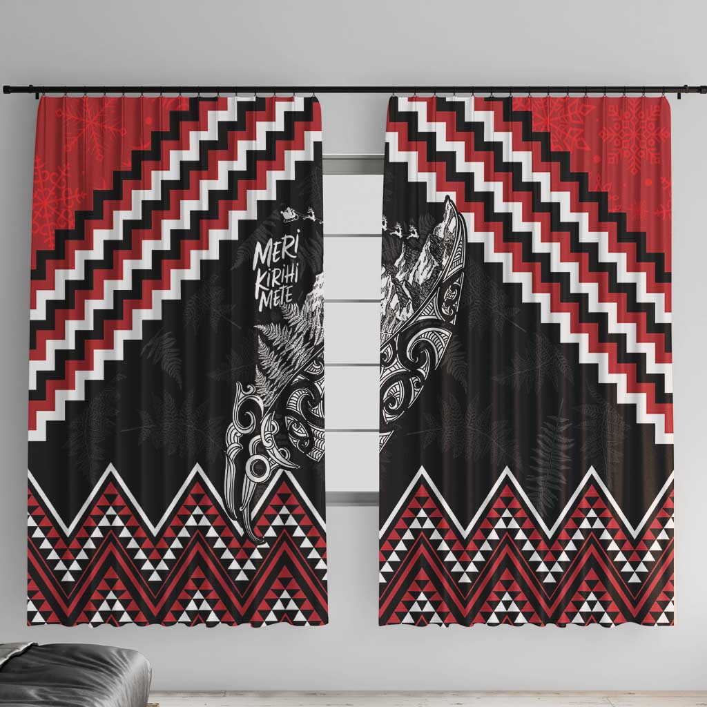 New Zealand Christmas Taniko Poutama Window Curtain Mountainscape Maori Fern - Polynesian Pride