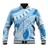 Bula Fiji Classic Masi Tapa Baseball Jacket Turquoise - Polynesian Pride