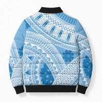 Bula Fiji Classic Masi Tapa Bomber Puffer Jacket Turquoise - Polynesian Pride