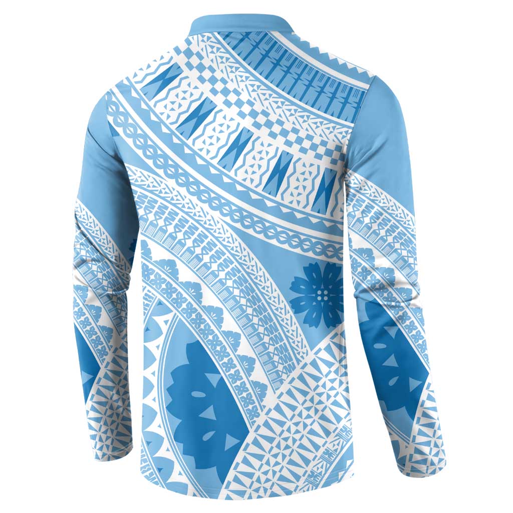 Bula Fiji Classic Masi Tapa Button Sweatshirt Turquoise - Polynesian Pride