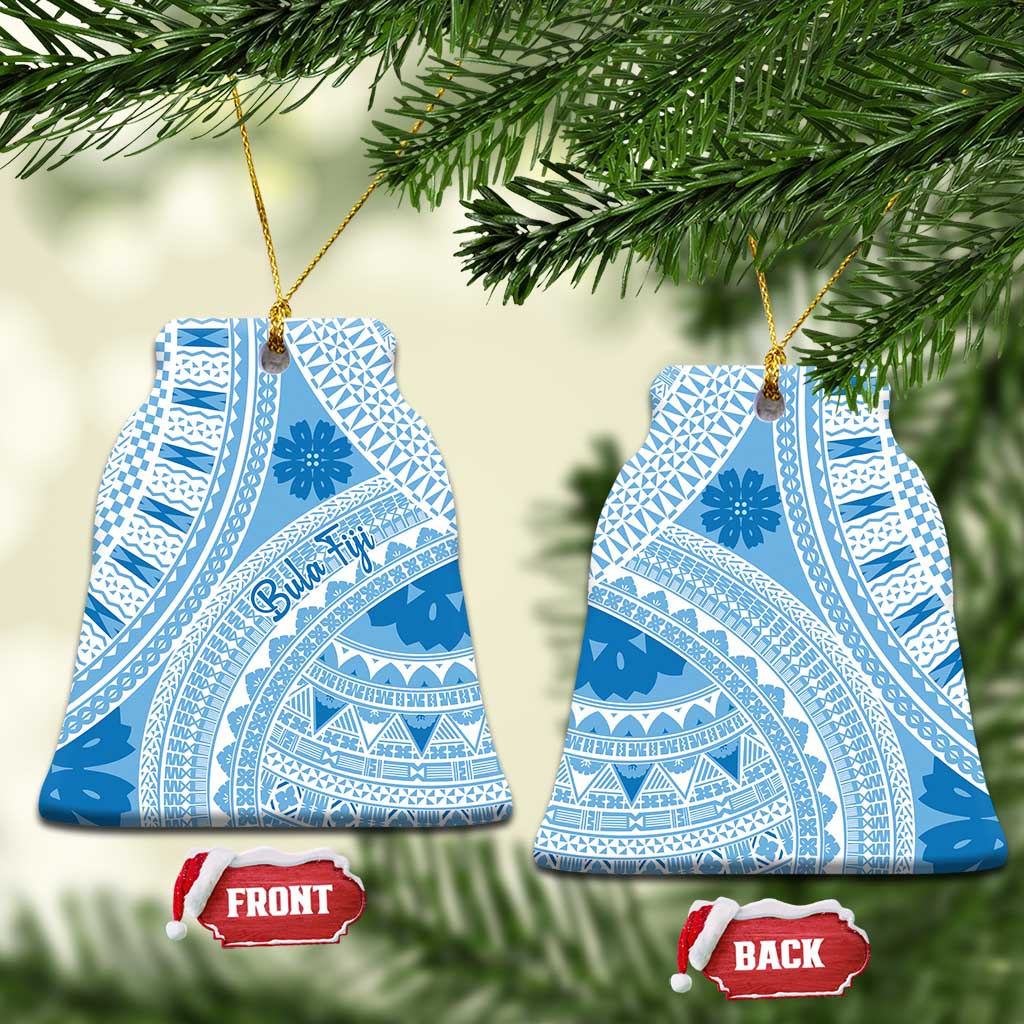 Bula Fiji Classic Masi Tapa Ceramic Ornament Turquoise - Polynesian Pride