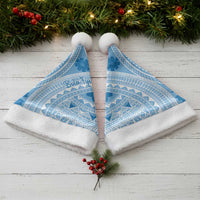 Bula Fiji Classic Masi Tapa Christmas Santa Hat Turquoise - Polynesian Pride