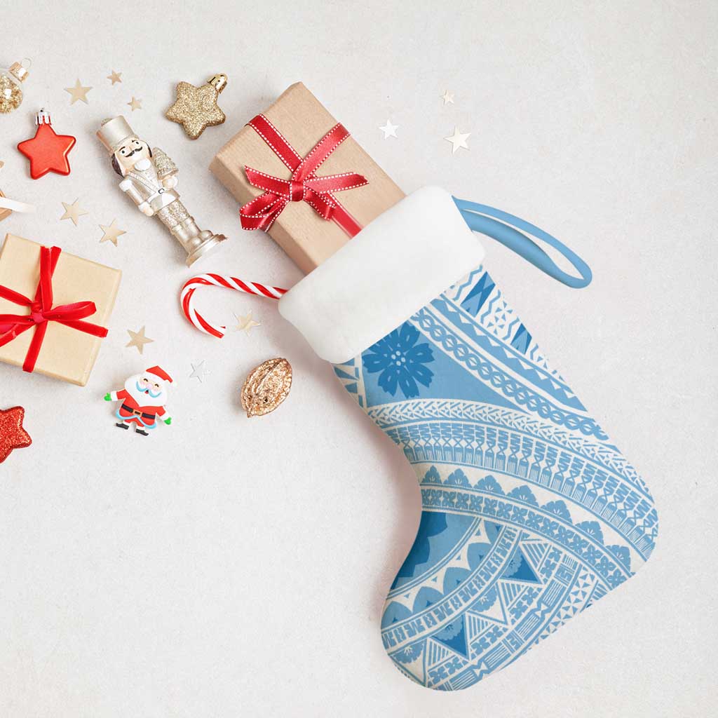 Bula Fiji Classic Masi Tapa Christmas Stocking Turquoise - Polynesian Pride