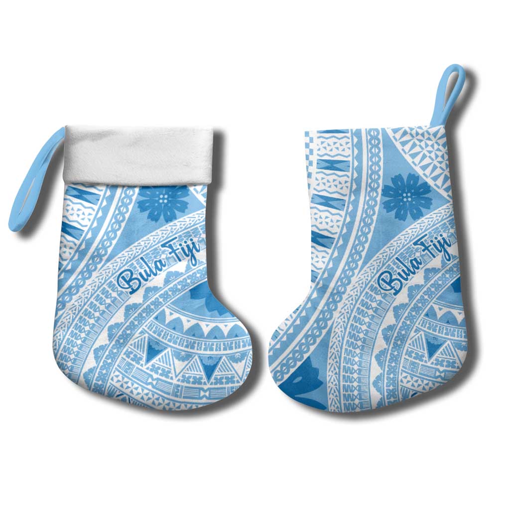 Bula Fiji Classic Masi Tapa Christmas Stocking Turquoise - Polynesian Pride