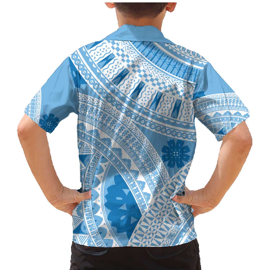 Bula Fiji Classic Masi Tapa Family Matching Mermaid Dress and Hawaiian Shirt Turquoise - Polynesian Pride