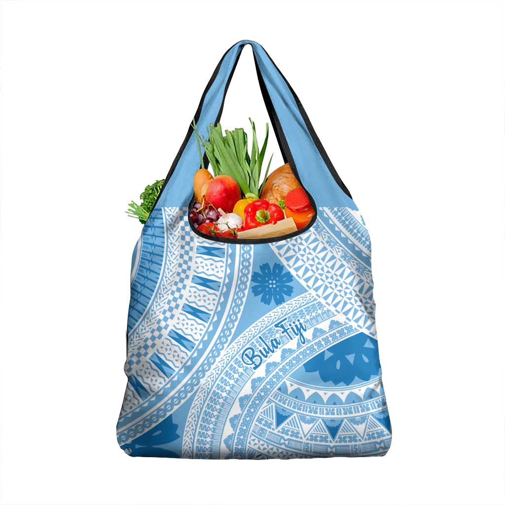 Bula Fiji Classic Masi Tapa Grocery Bag Turquoise - Polynesian Pride