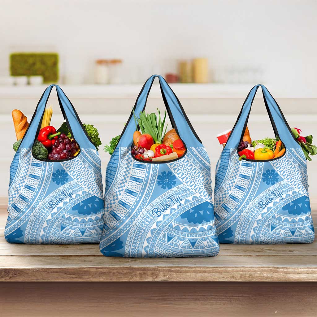 Bula Fiji Classic Masi Tapa Grocery Bag Turquoise - Polynesian Pride