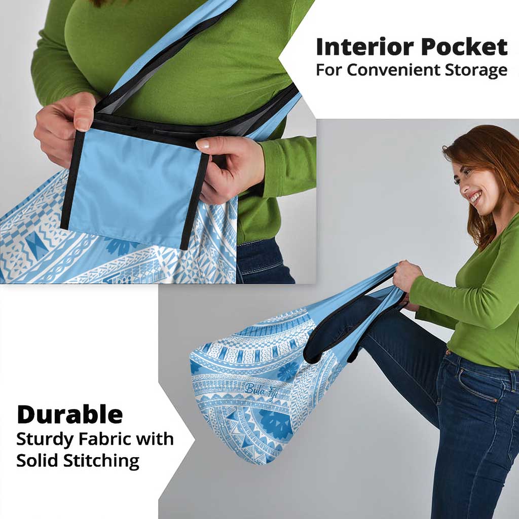 Bula Fiji Classic Masi Tapa Grocery Bag Turquoise - Polynesian Pride