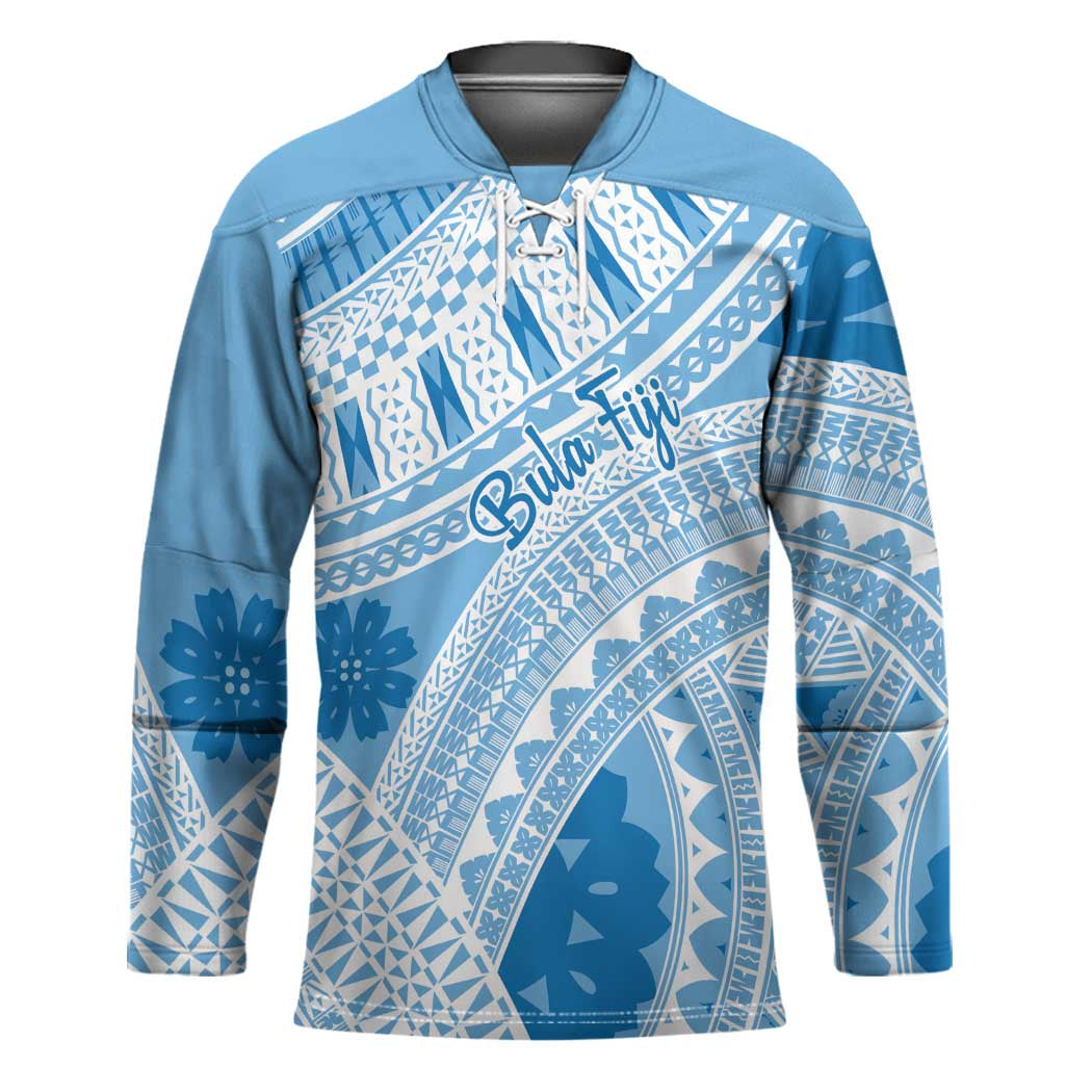 Bula Fiji Classic Masi Tapa Hockey Jersey Turquoise - Polynesian Pride