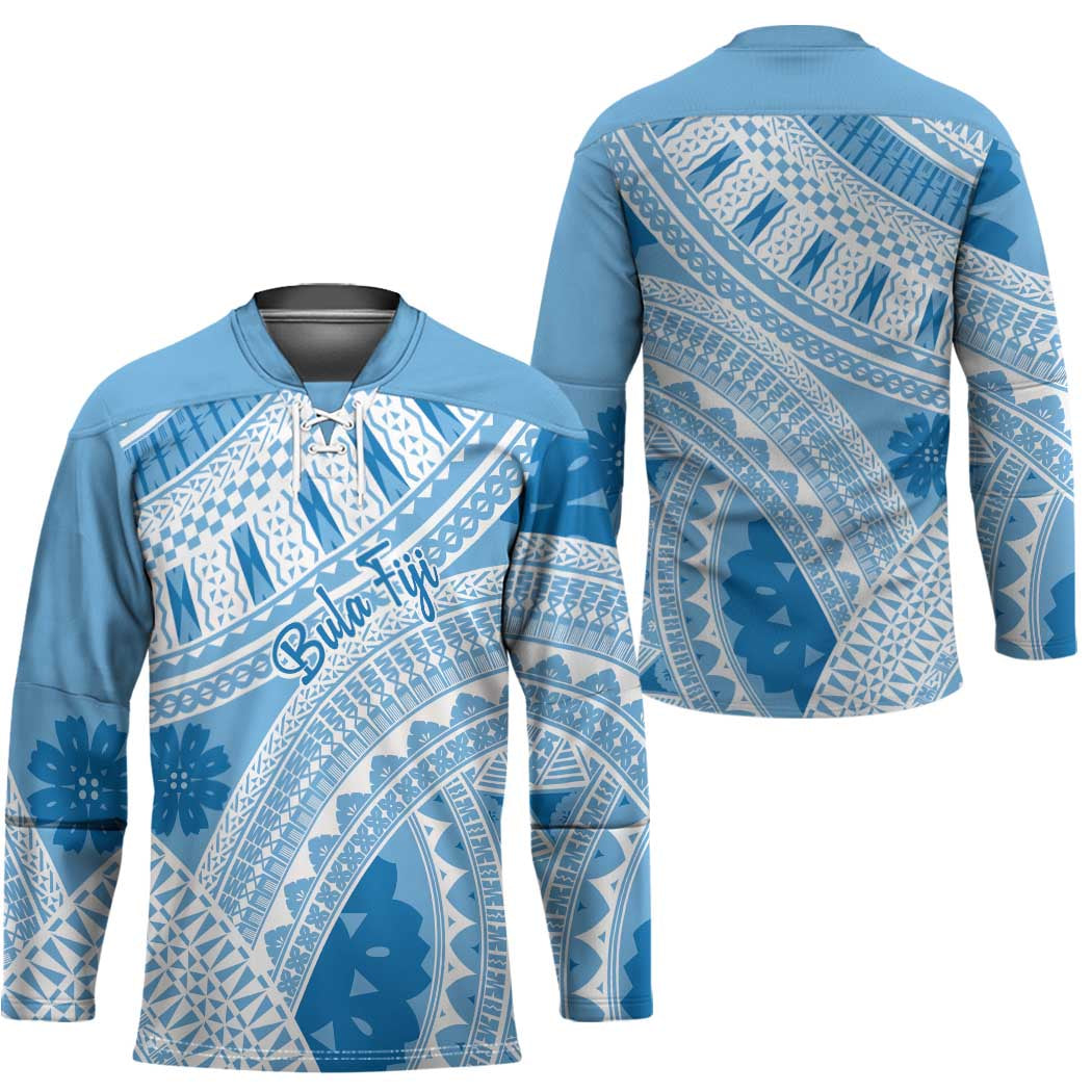 Bula Fiji Classic Masi Tapa Hockey Jersey Turquoise - Polynesian Pride