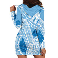 Bula Fiji Classic Masi Tapa Hoodie Dress Turquoise - Polynesian Pride