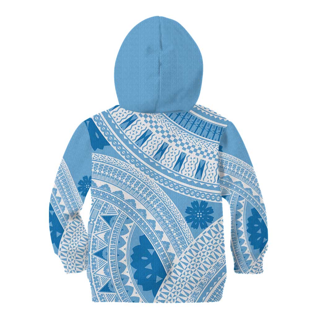 Bula Fiji Classic Masi Tapa Kid Hoodie Turquoise - Polynesian Pride