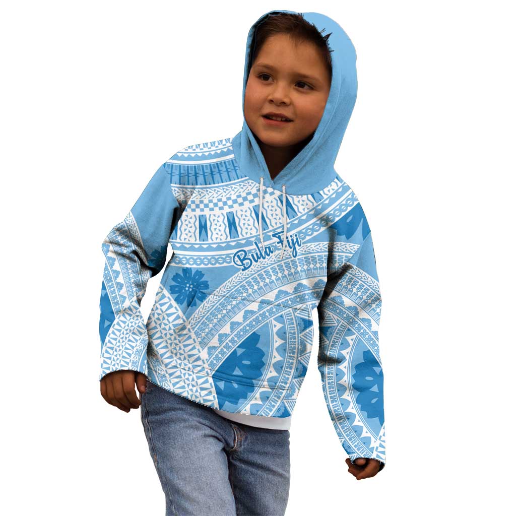 Bula Fiji Classic Masi Tapa Kid Hoodie Turquoise - Polynesian Pride