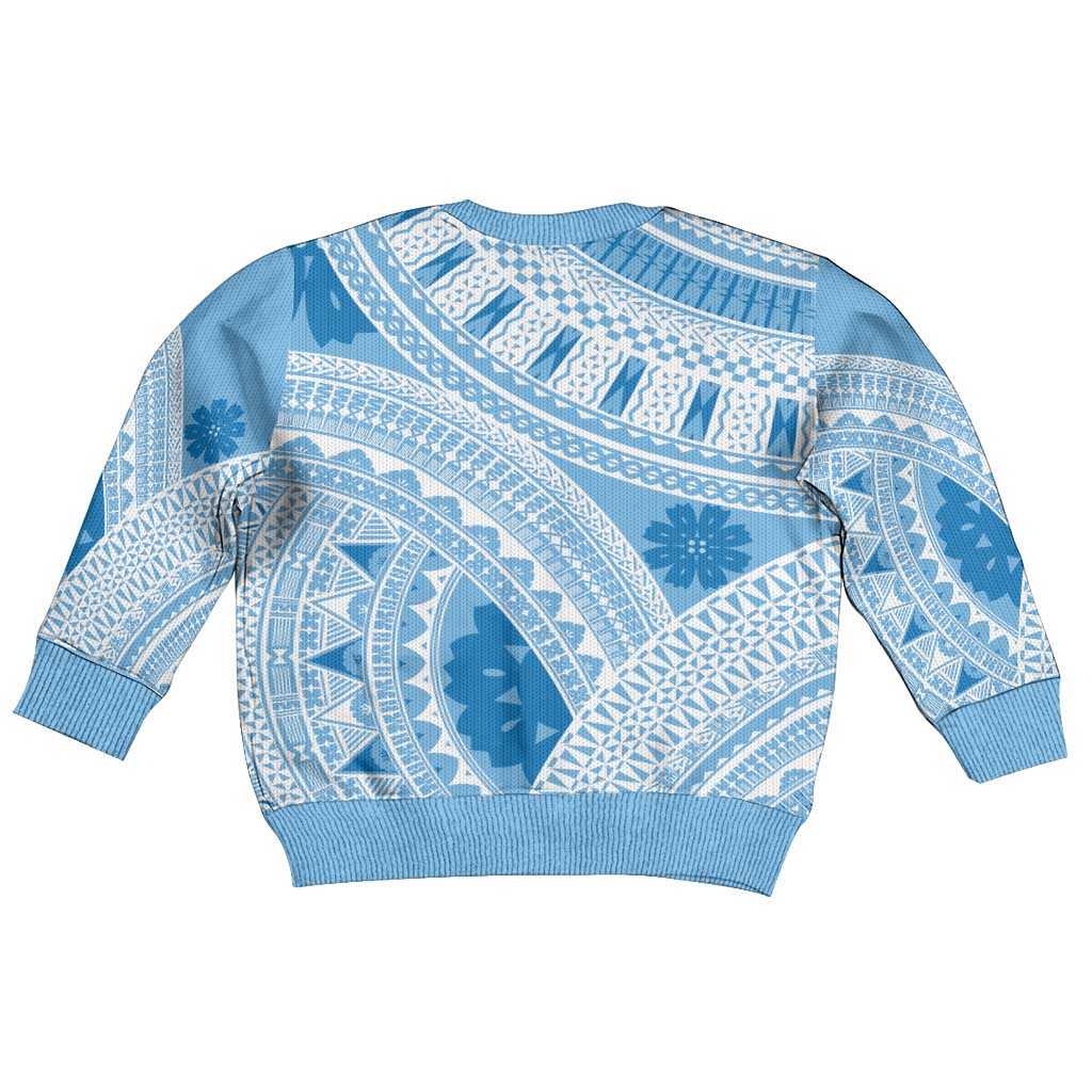 Bula Fiji Classic Masi Tapa Kid Ugly Christmas Sweater Turquoise - Polynesian Pride