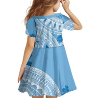 Bula Fiji Classic Masi Tapa Kid Short Sleeve Dress Turquoise - Polynesian Pride