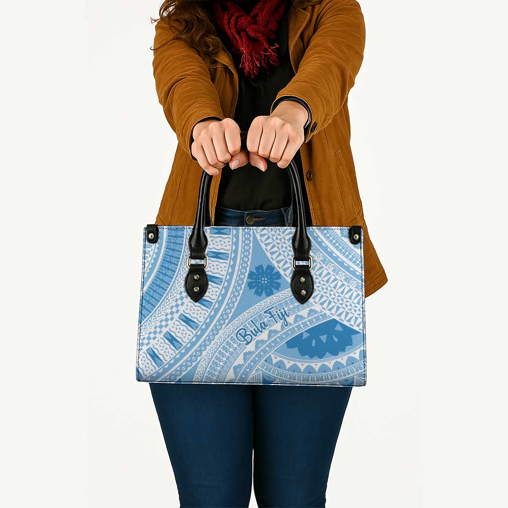 Bula Fiji Classic Masi Tapa Leather Bag Turquoise - Polynesian Pride