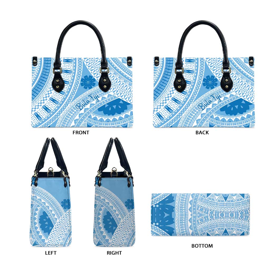 Bula Fiji Classic Masi Tapa Leather Bag Turquoise - Polynesian Pride