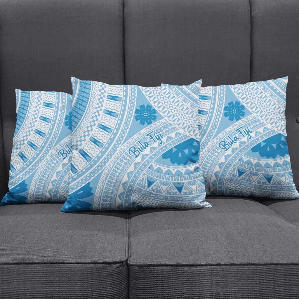 Bula Fiji Classic Masi Tapa Pillow Cover Turquoise - Polynesian Pride