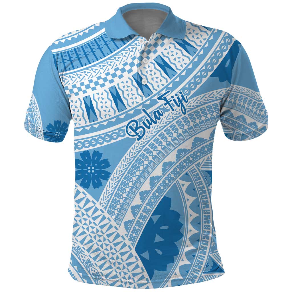 Bula Fiji Classic Masi Tapa Polo Shirt Turquoise - Polynesian Pride
