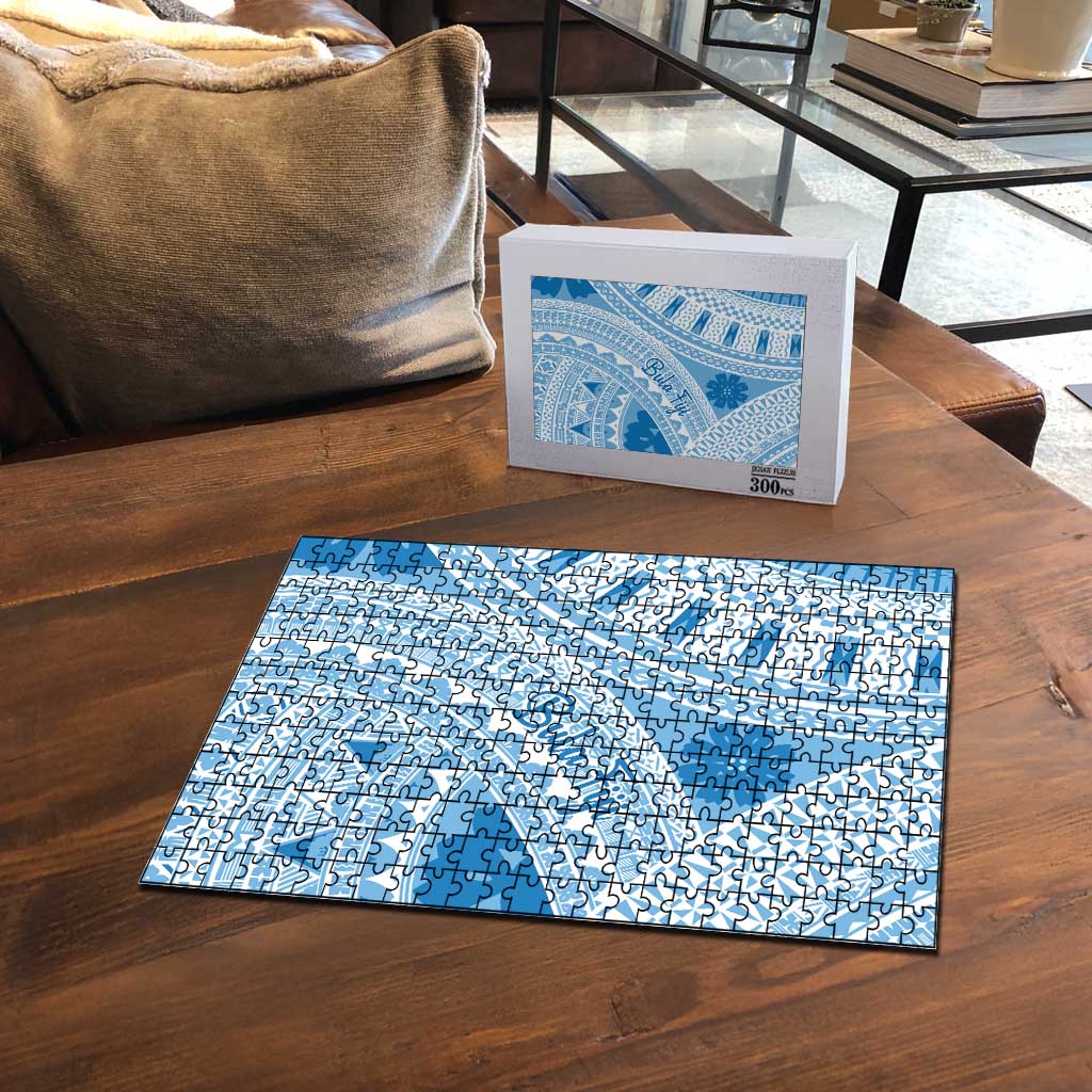 Bula Fiji Classic Masi Tapa Puzzle Turquoise - Polynesian Pride