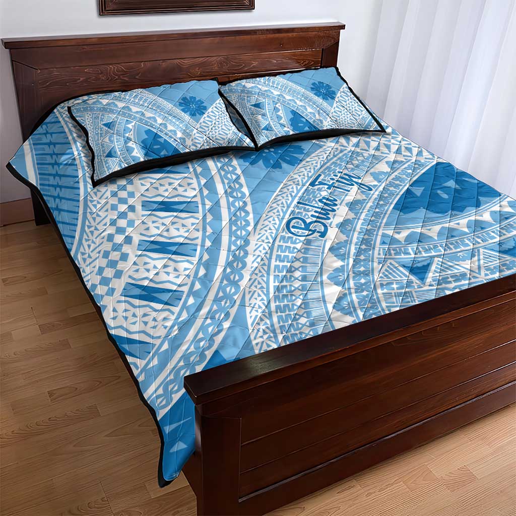 Bula Fiji Classic Masi Tapa Quilt Bed Set Turquoise - Polynesian Pride