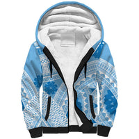 Bula Fiji Classic Masi Tapa Sherpa Hoodie Turquoise - Polynesian Pride