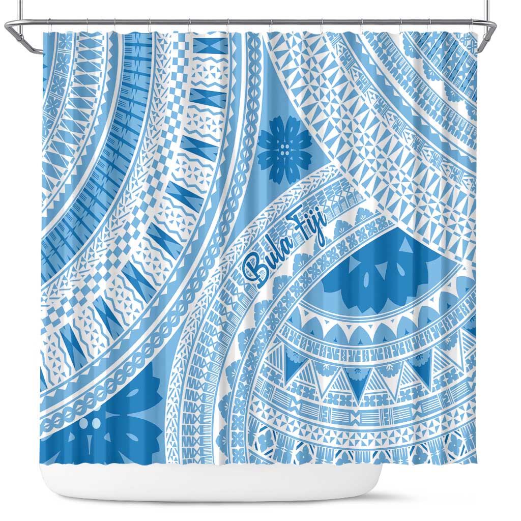 Bula Fiji Classic Masi Tapa Shower Curtain Turquoise - Polynesian Pride
