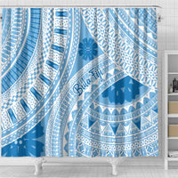 Bula Fiji Classic Masi Tapa Shower Curtain Turquoise - Polynesian Pride