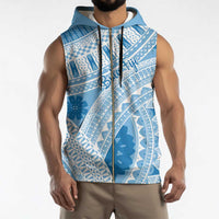 Bula Fiji Classic Masi Tapa Sleeveless Zip Hoodie Turquoise - Polynesian Pride