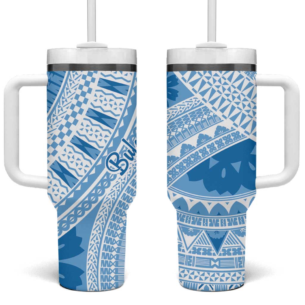 Bula Fiji Classic Masi Tapa Tumbler With Handle Turquoise - Polynesian Pride