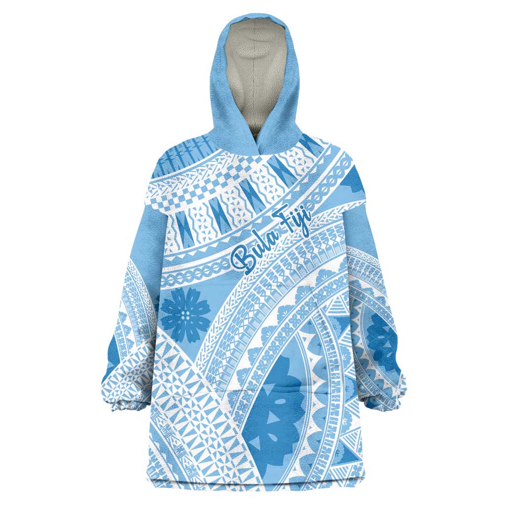 Bula Fiji Classic Masi Tapa Wearable Blanket Hoodie Turquoise - Polynesian Pride