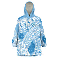 Bula Fiji Classic Masi Tapa Wearable Blanket Hoodie Turquoise - Polynesian Pride
