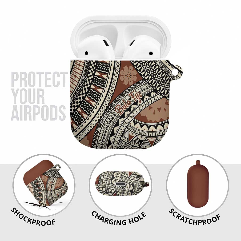 Bula Fiji Classic Masi Tapa AirPods Case Vintage Brown - Polynesian Pride