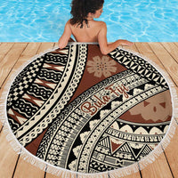 Bula Fiji Classic Masi Tapa Beach Blanket Vintage Brown - Polynesian Pride