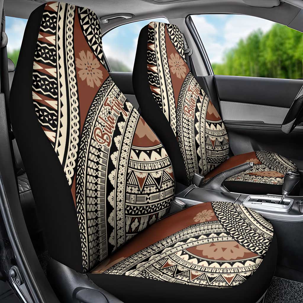 Bula Fiji Classic Masi Tapa Car Seat Cover Vintage Brown - Polynesian Pride