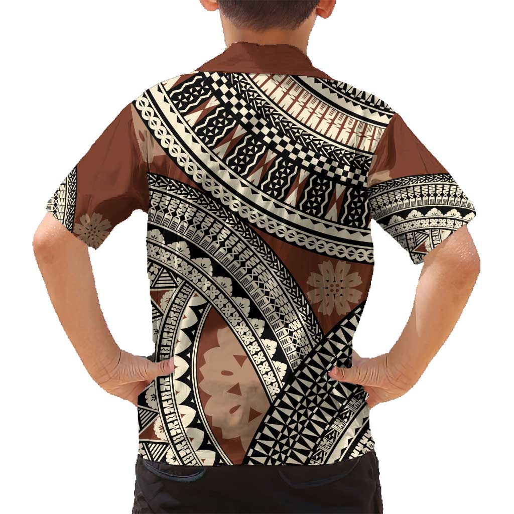 Bula Fiji Classic Masi Tapa Family Matching Long Sleeve Bodycon Dress and Hawaiian Shirt Vintage Brown - Polynesian Pride