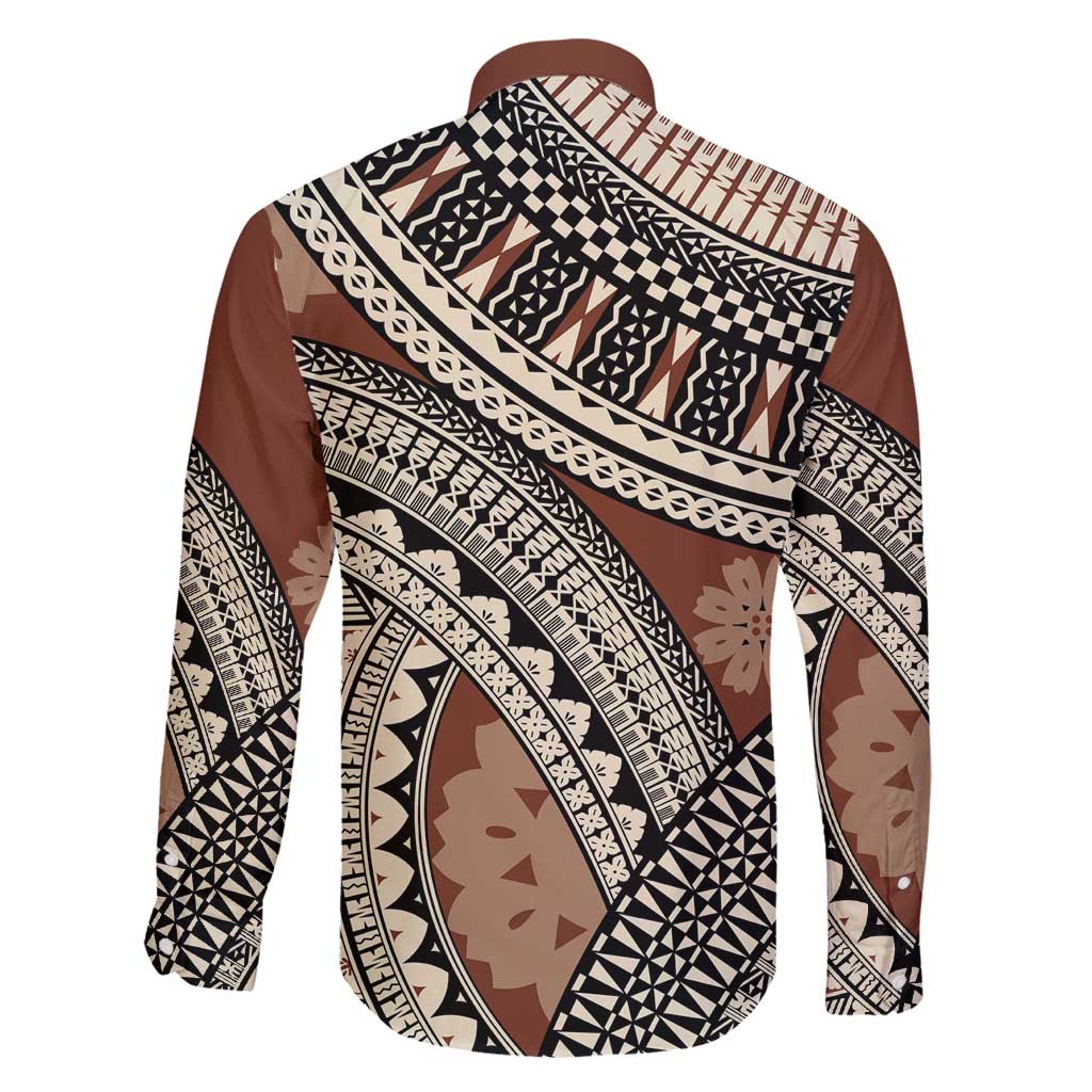 Bula Fiji Classic Masi Tapa Family Matching Off Shoulder Maxi Dress and Hawaiian Shirt Vintage Brown - Polynesian Pride