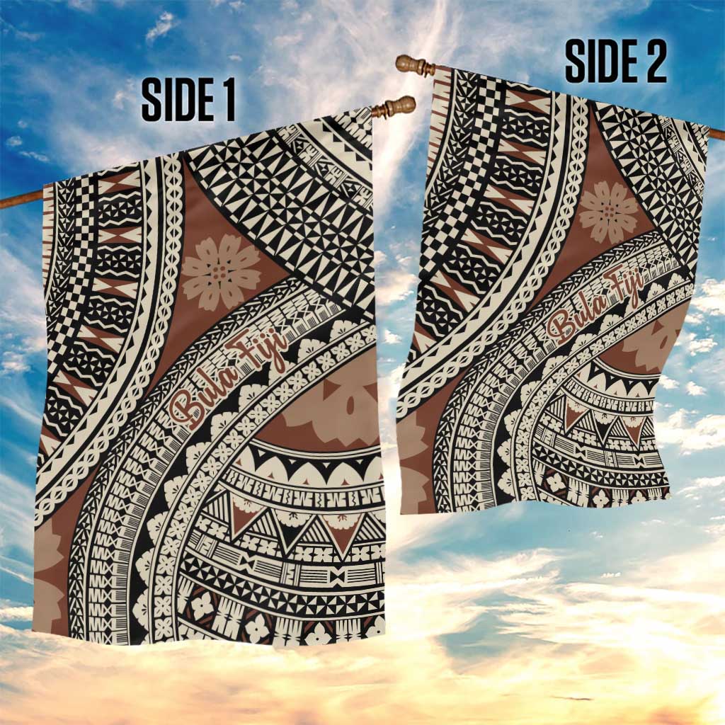 Bula Fiji Classic Masi Tapa Garden Flag Vintage Brown - Polynesian Pride