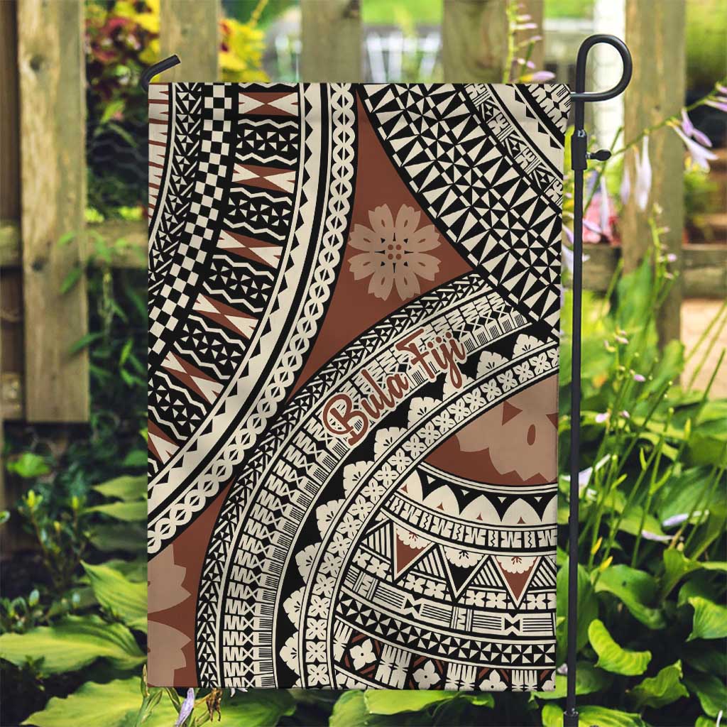 Bula Fiji Classic Masi Tapa Garden Flag Vintage Brown - Polynesian Pride