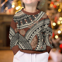 Bula Fiji Classic Masi Tapa Kid Ugly Christmas Sweater Vintage Brown - Polynesian Pride