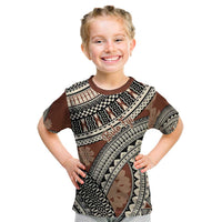 Bula Fiji Classic Masi Tapa Kid T Shirt Vintage Brown - Polynesian Pride