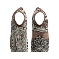 Bula Fiji Classic Masi Tapa Christmas Knitted V-Neck Vest Vintage Brown - Polynesian Pride