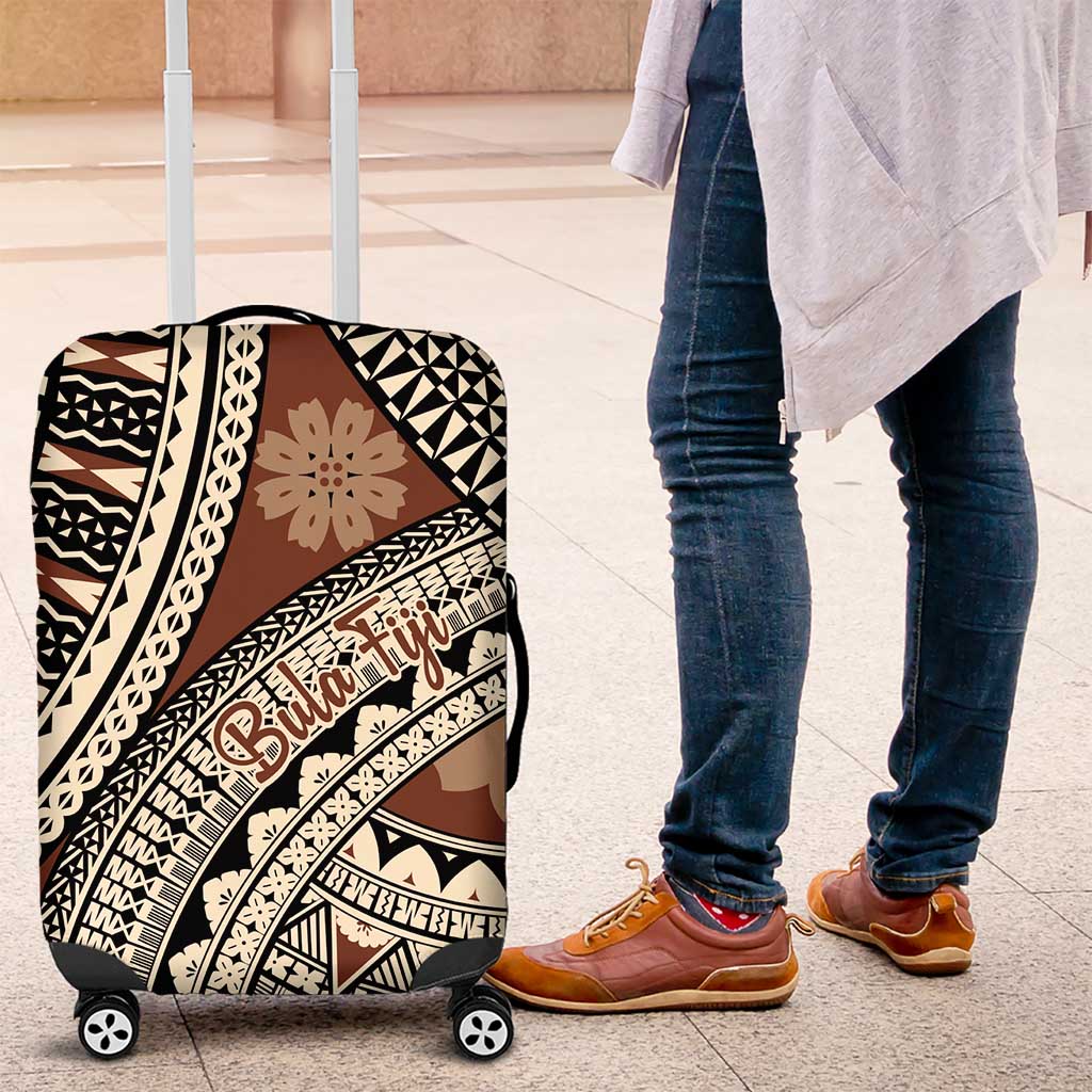 Bula Fiji Classic Masi Tapa Luggage Cover Vintage Brown - Polynesian Pride