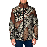 Bula Fiji Classic Masi Tapa Padded Jacket Vintage Brown - Polynesian Pride