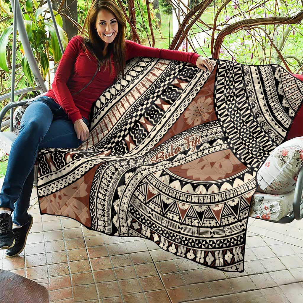 Bula Fiji Classic Masi Tapa Quilt Vintage Brown - Polynesian Pride
