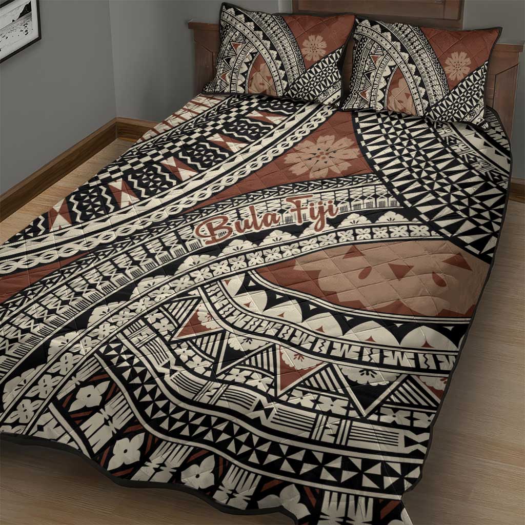 Bula Fiji Classic Masi Tapa Quilt Bed Set Vintage Brown - Polynesian Pride