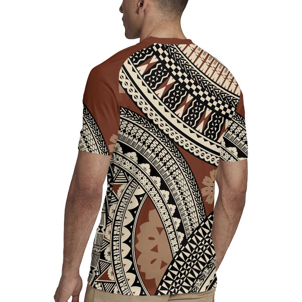 Bula Fiji Classic Masi Tapa Rugby Jersey Vintage Brown - Polynesian Pride