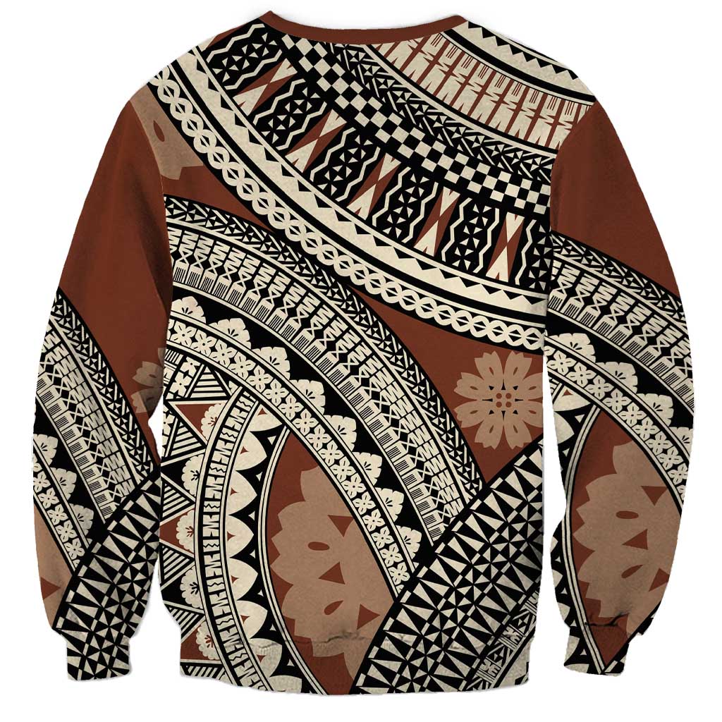 Bula Fiji Classic Masi Tapa Sweatshirt Vintage Brown - Polynesian Pride