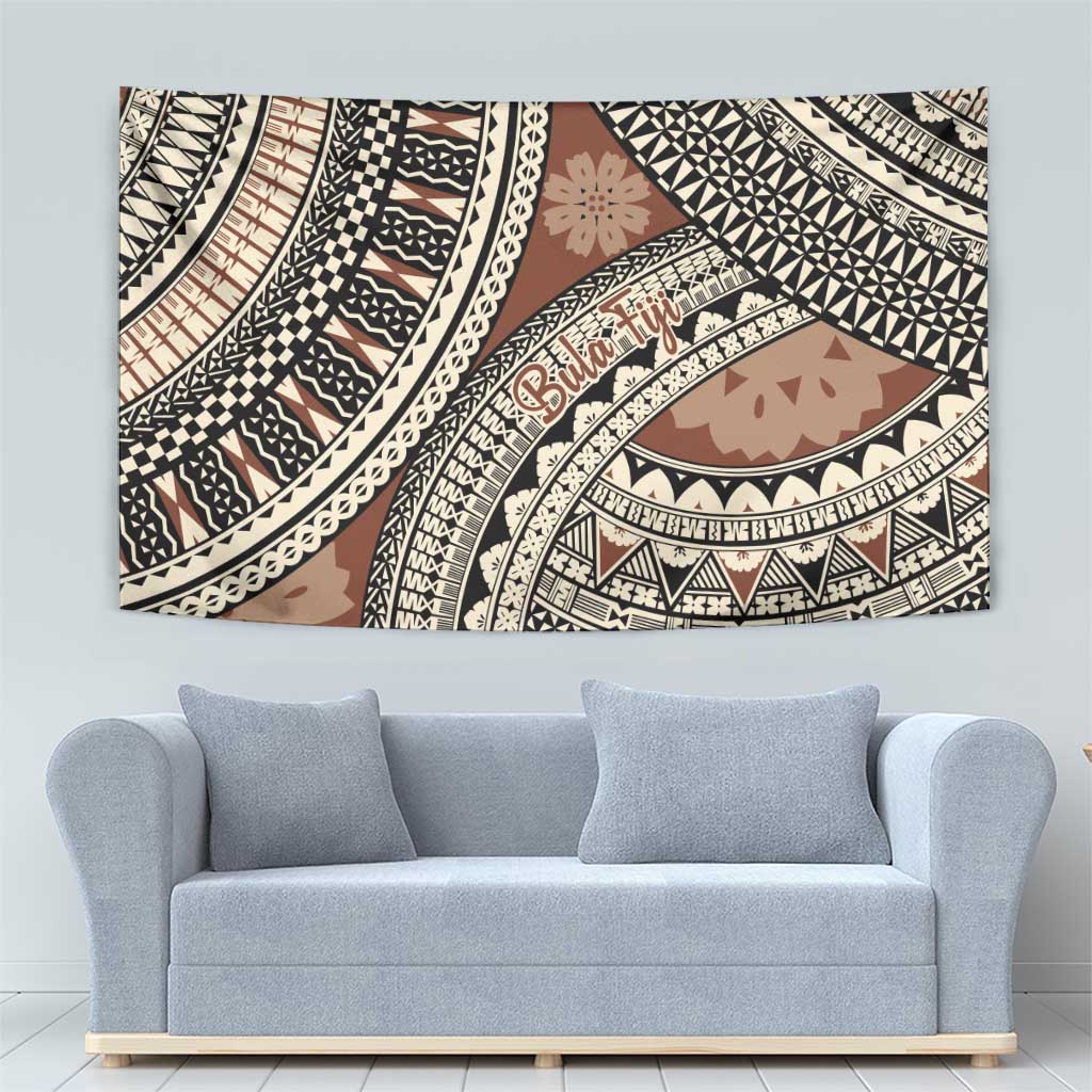 Bula Fiji Classic Masi Tapa Tapestry Vintage Brown - Polynesian Pride