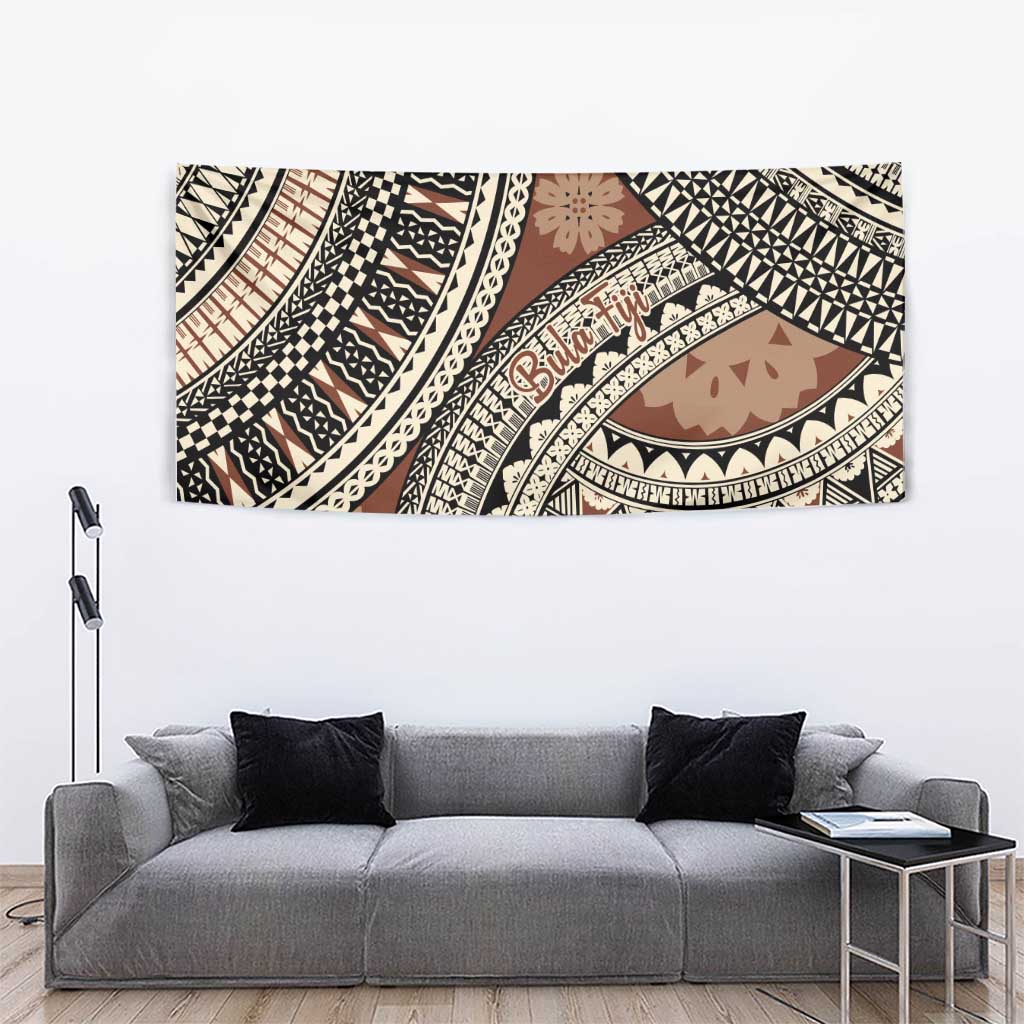 Bula Fiji Classic Masi Tapa Tapestry Vintage Brown - Polynesian Pride